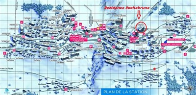 Orcières – Rochebrune Le Vallon - plánek Orcieres a poloha rezidence